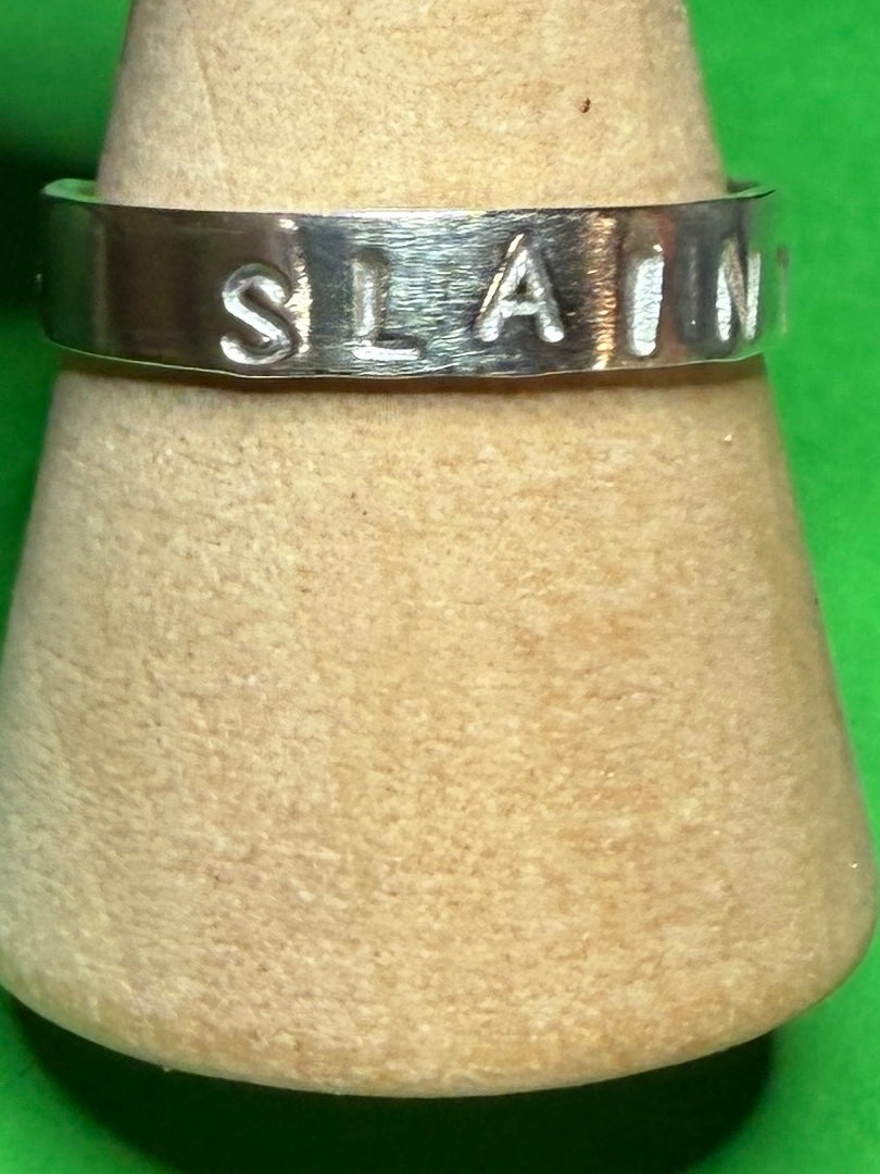 Hand made sterling silver slainte ring. Means health.