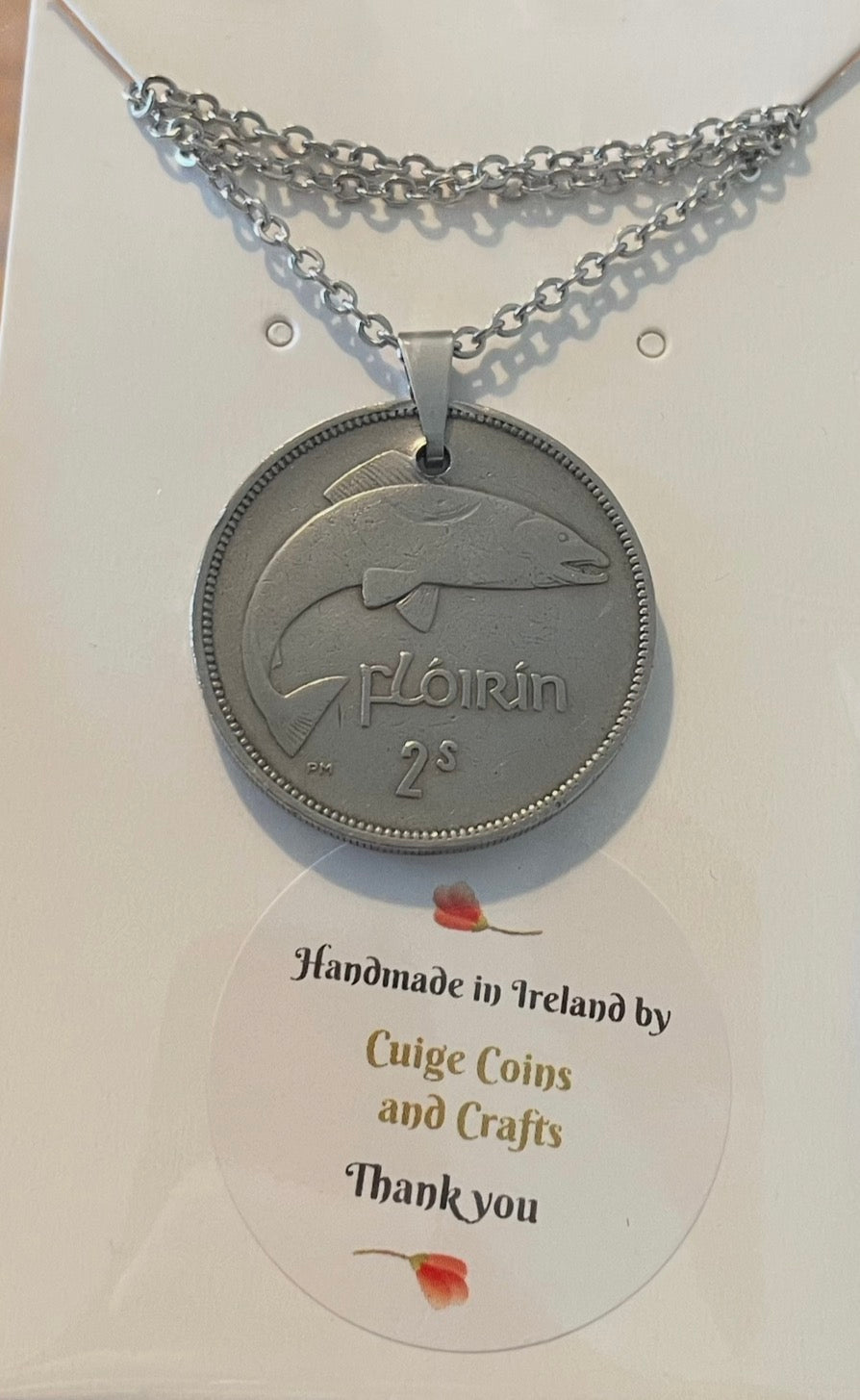 Irish Decimal Coin Necklace 19.5 inch stainless steel. Various types