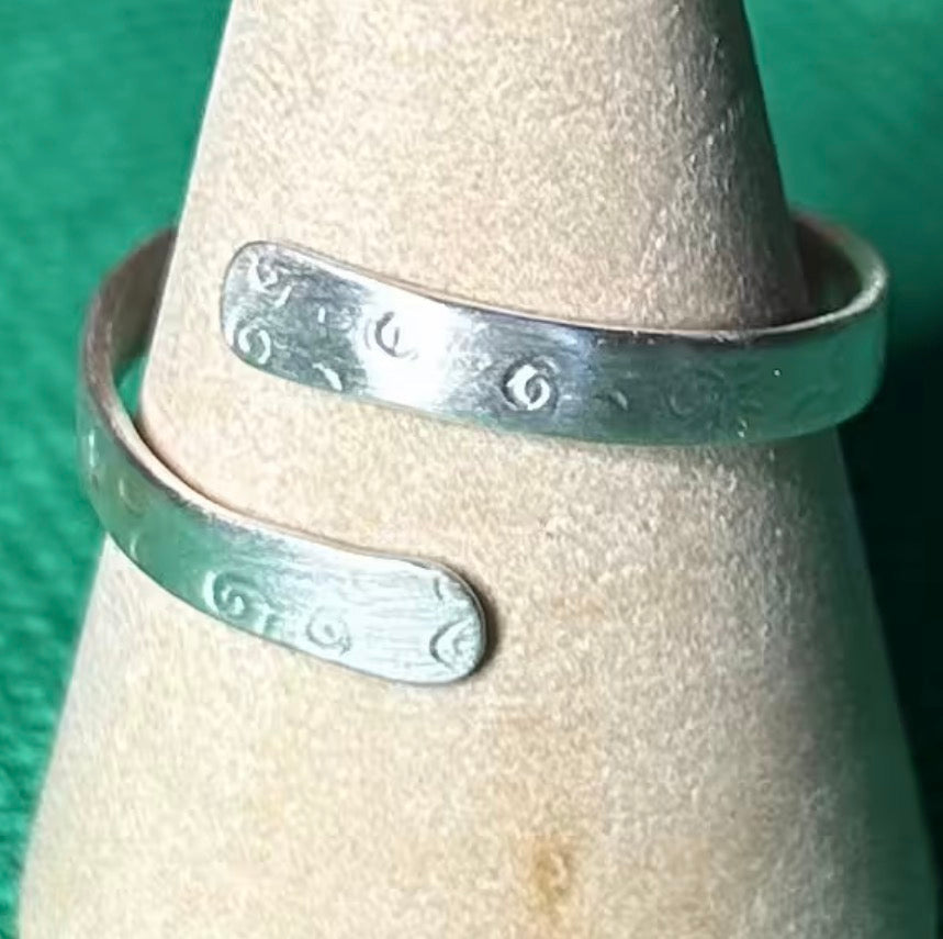 Hand made silver Celtic adjustable spiral ring.