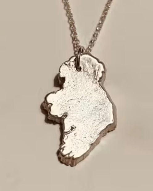 Ireland map Pendant  Handmade Crafted Fine Silver with 18 inch sterling silver chain