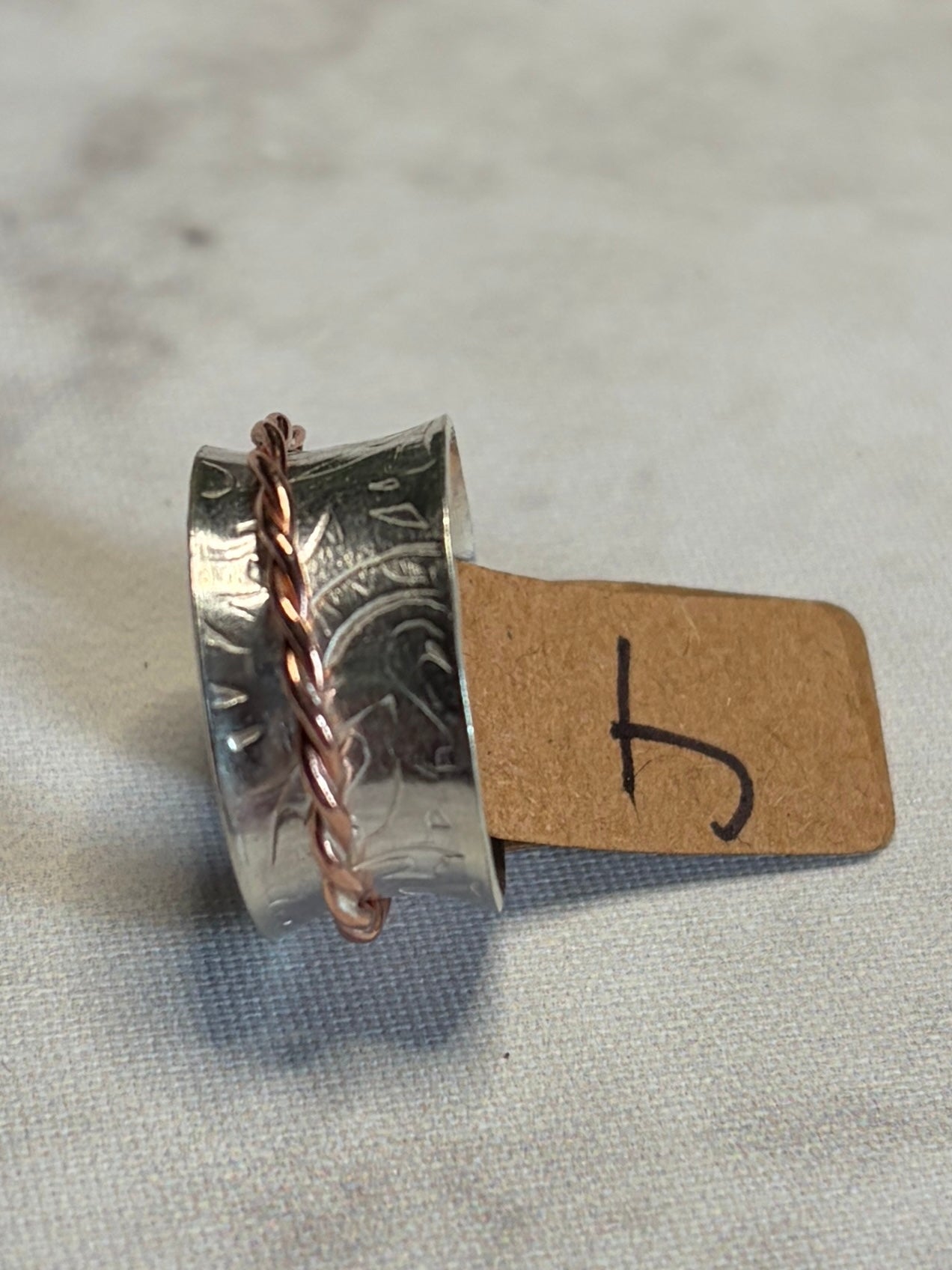 Sterling silver and copper spinner fidget anxiety ring. Small sizes for children available