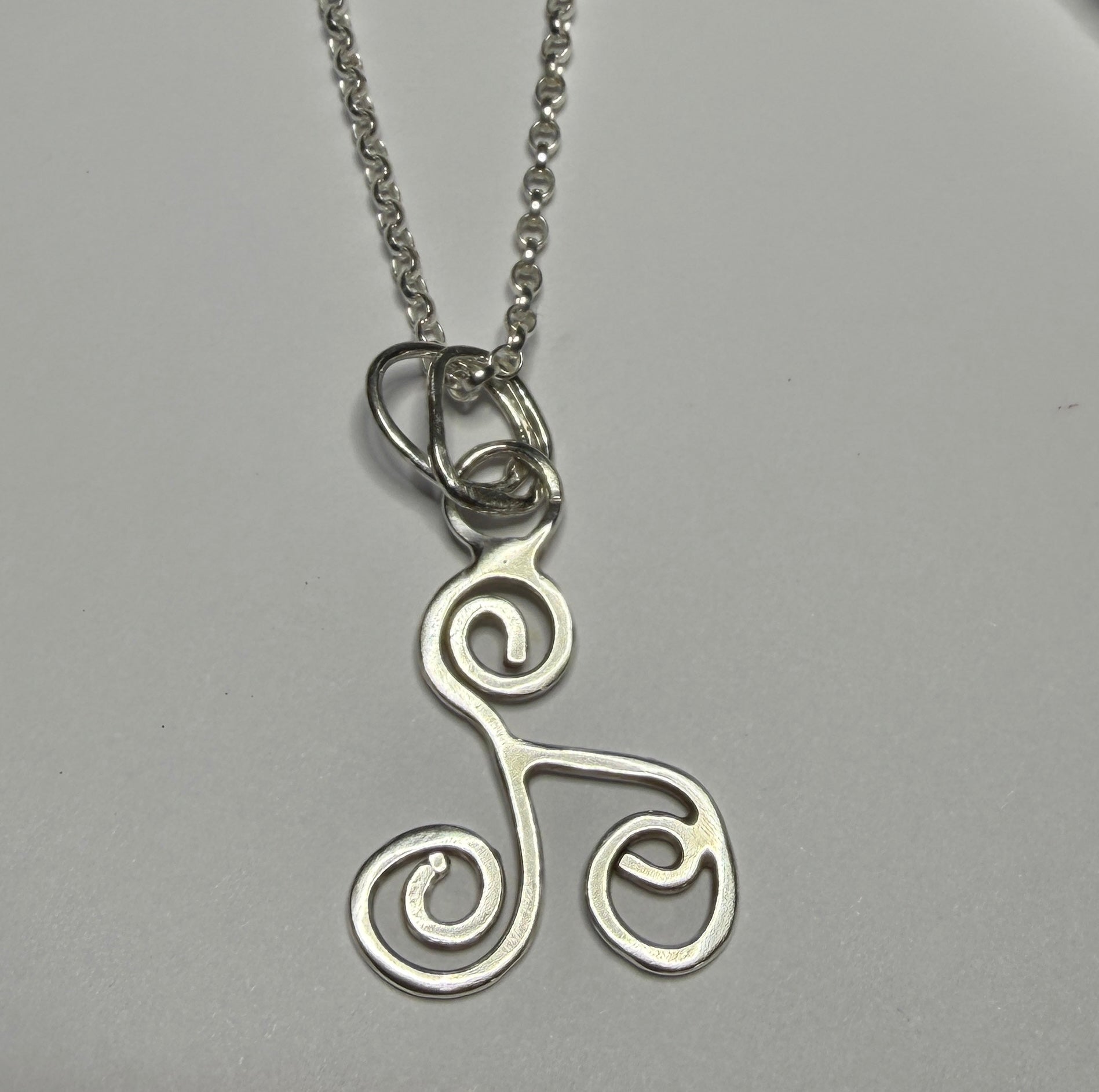 Handmade sterling silver Triskele pendant. 18inch or 20inch chain