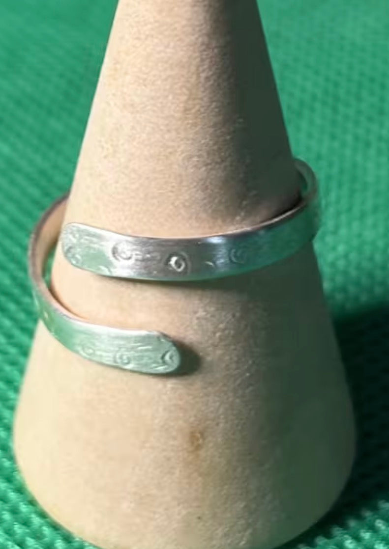 Hand made silver Celtic adjustable spiral ring.