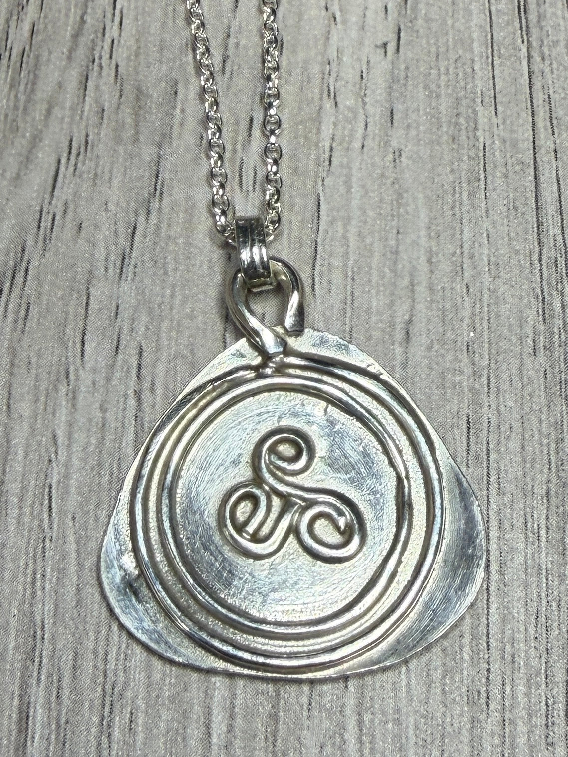 Handmade sterling silver Triskele pendant on a 20inch chain