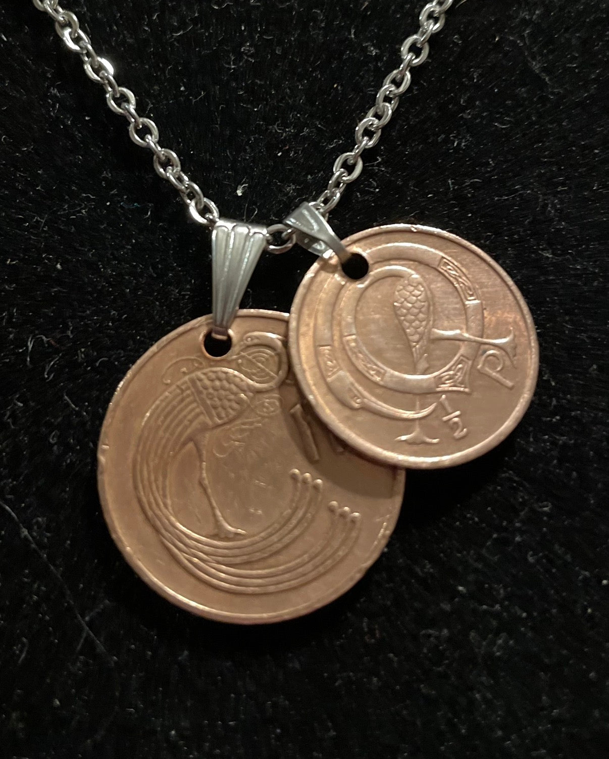 Irish Decimal Coin Necklace 19.5 inch stainless steel. Various types
