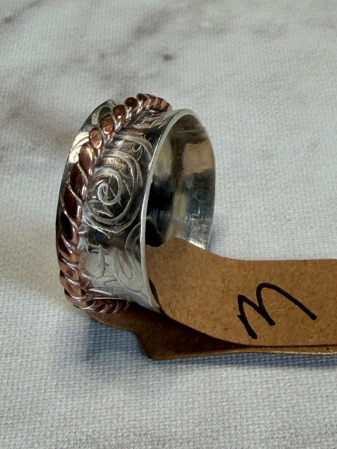 Sterling silver and copper spinner fidget anxiety ring. Small sizes for children available