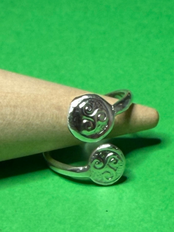 Handmade sterling silver Celtic Triskele adjustable ring