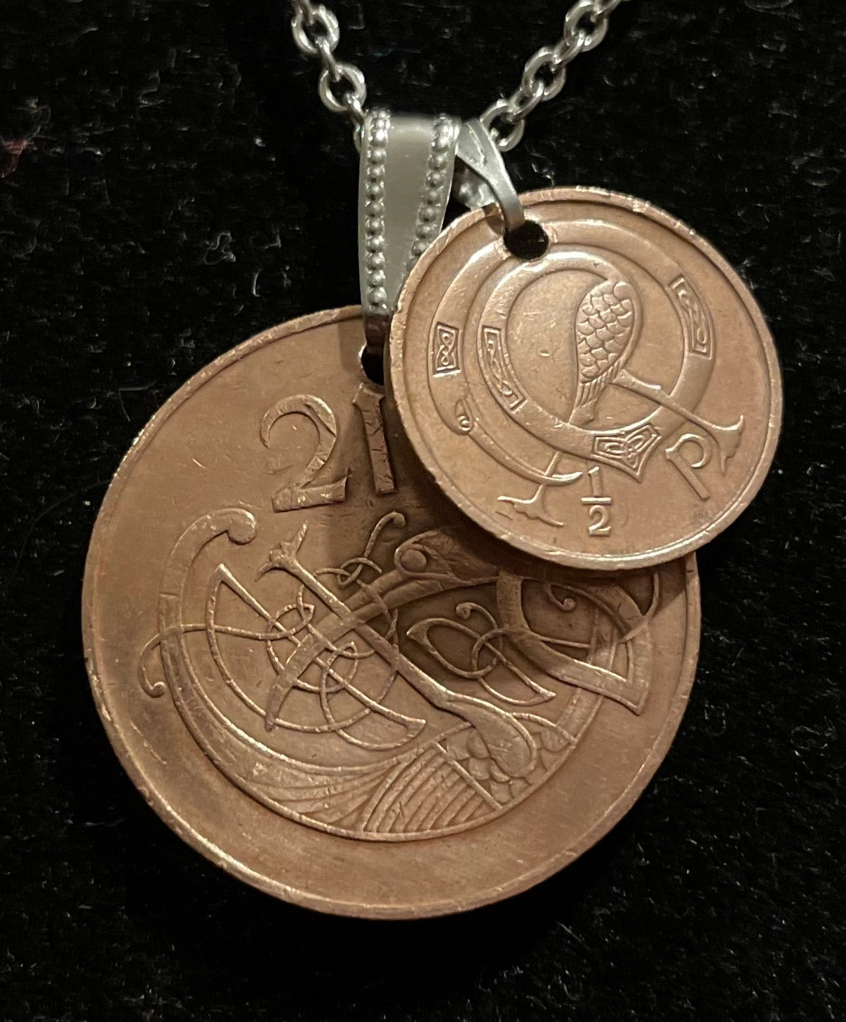 Irish Decimal Coin Necklace 19.5 inch stainless steel. Various types