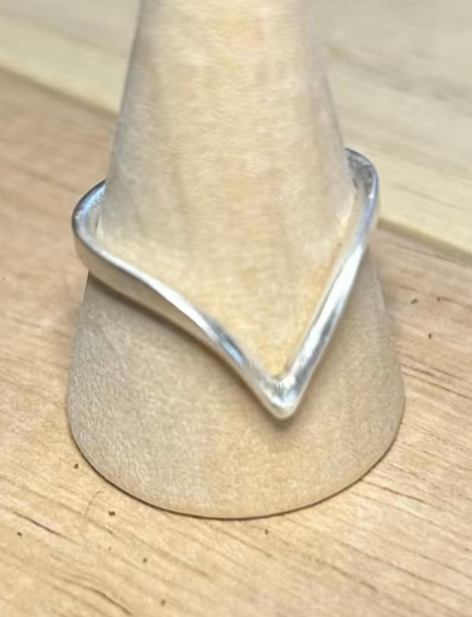 Hand made sterling silver wish bone ring. Size Q