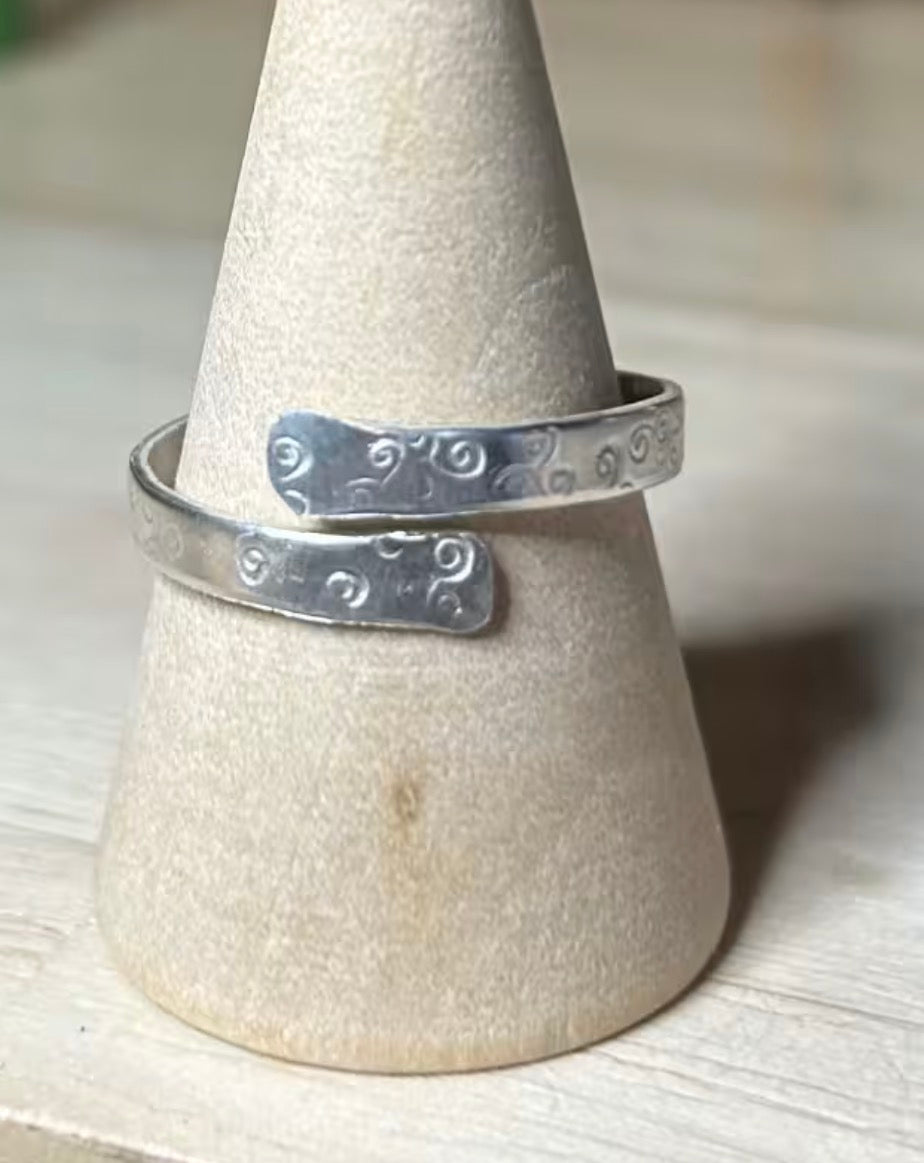 Hand made silver Celtic adjustable spiral ring.