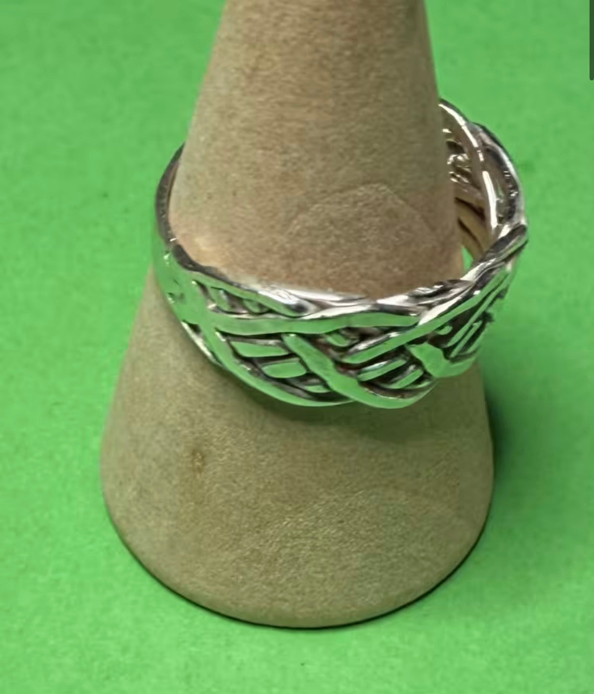 Hand made silver Celtic twist woven ring. Size P&1/2