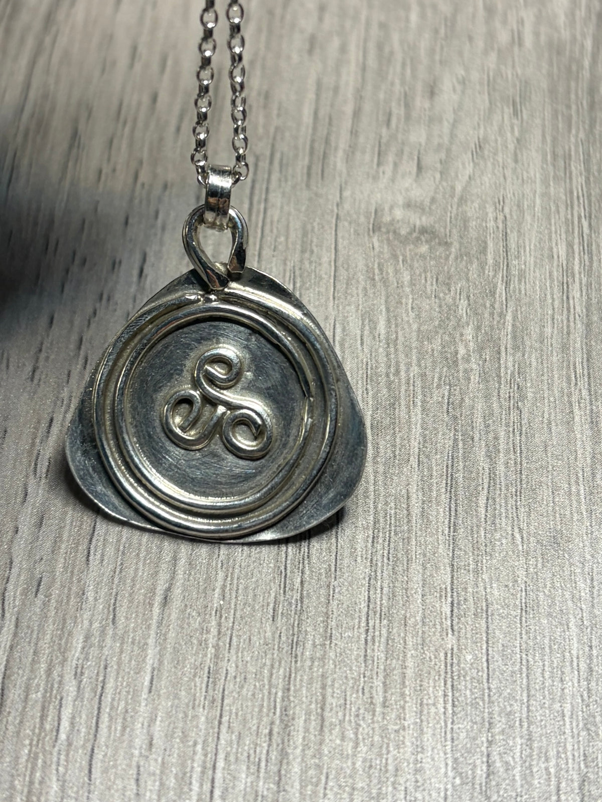 Handmade sterling silver Triskele pendant on a 20inch chain