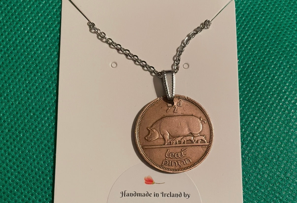 Irish Decimal Coin Necklace 19.5 inch stainless steel. Various types