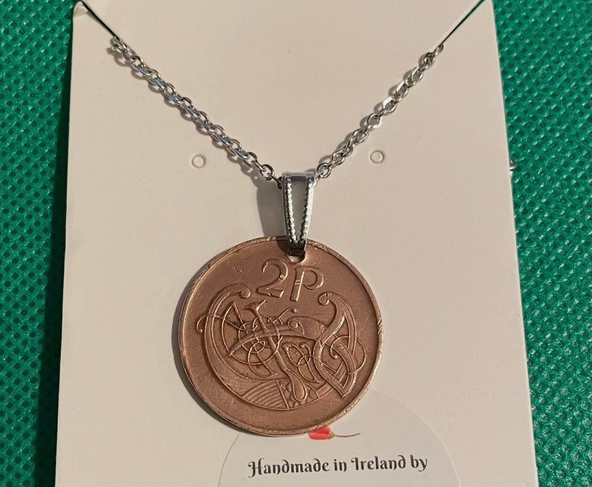 Irish Decimal Coin Necklace 19.5 inch stainless steel. Various types