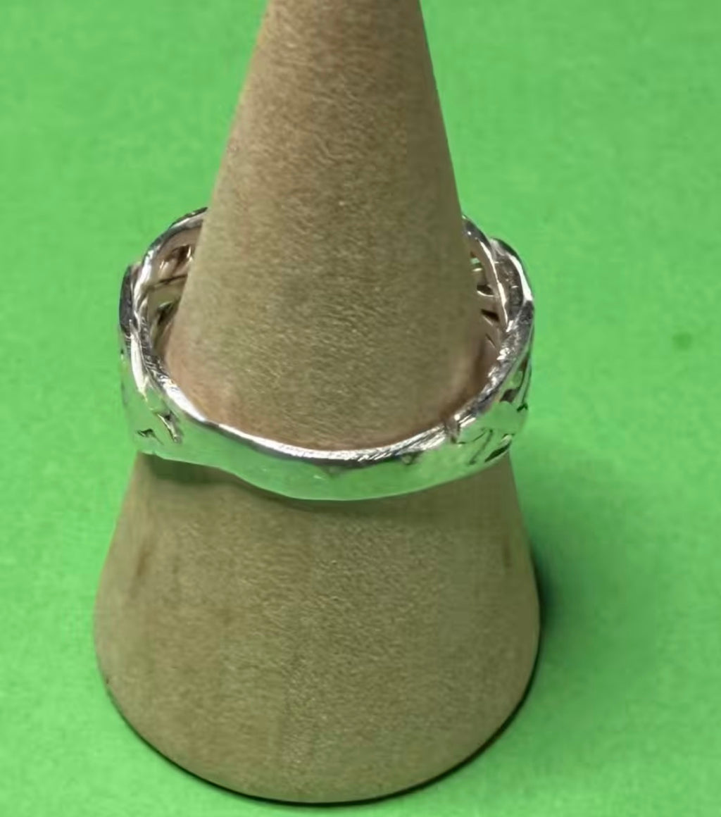 Hand made silver Celtic twist woven ring. Size P&1/2