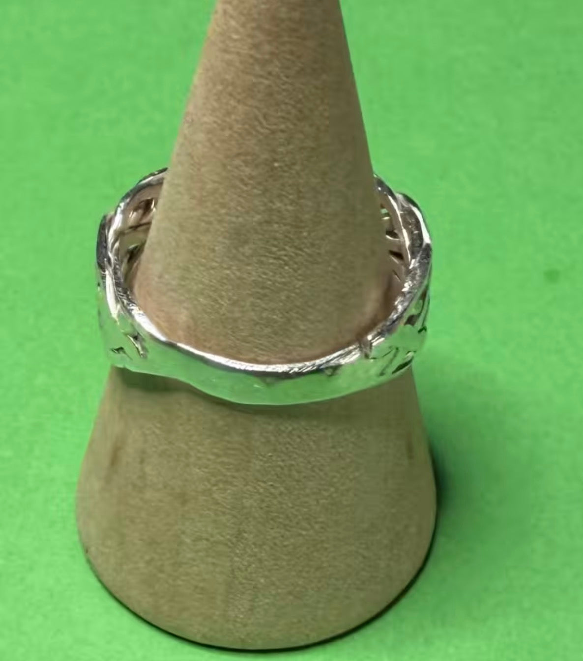 Hand made silver Celtic twist woven ring. Size P&1/2