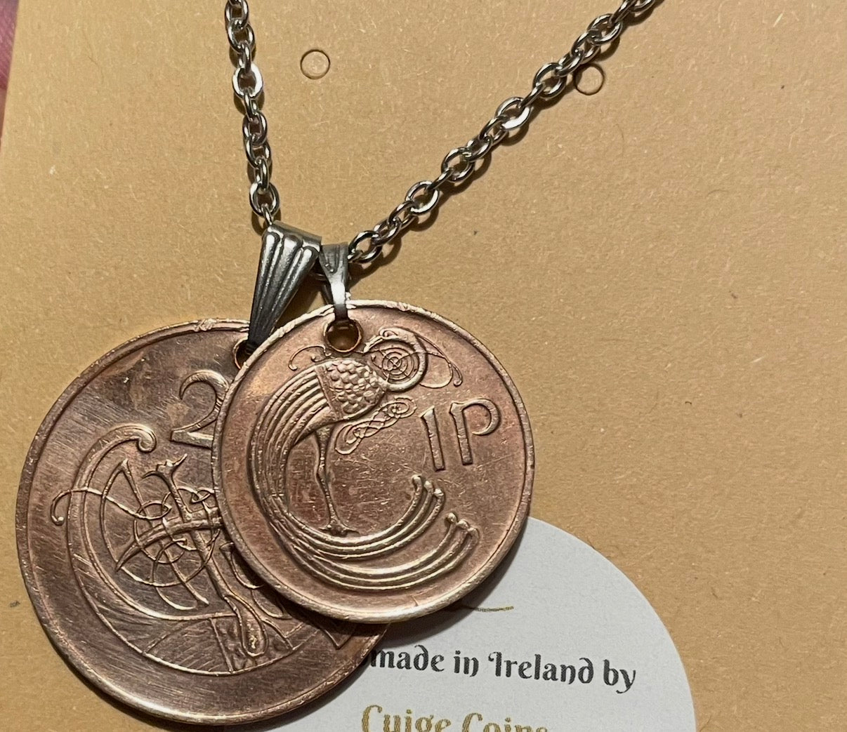 Irish Decimal Coin Necklace 19.5 inch stainless steel. Various types
