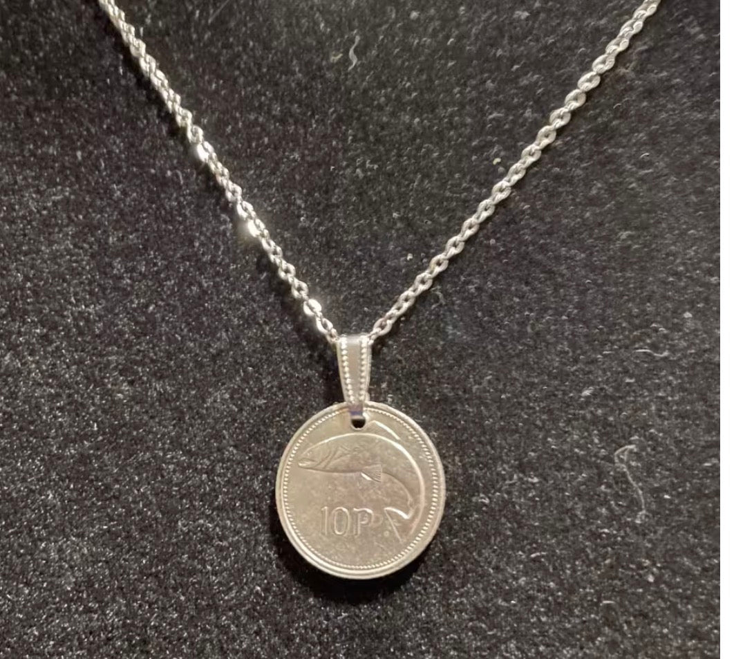 Irish Decimal Coin Necklace 19.5 inch stainless steel. Various types