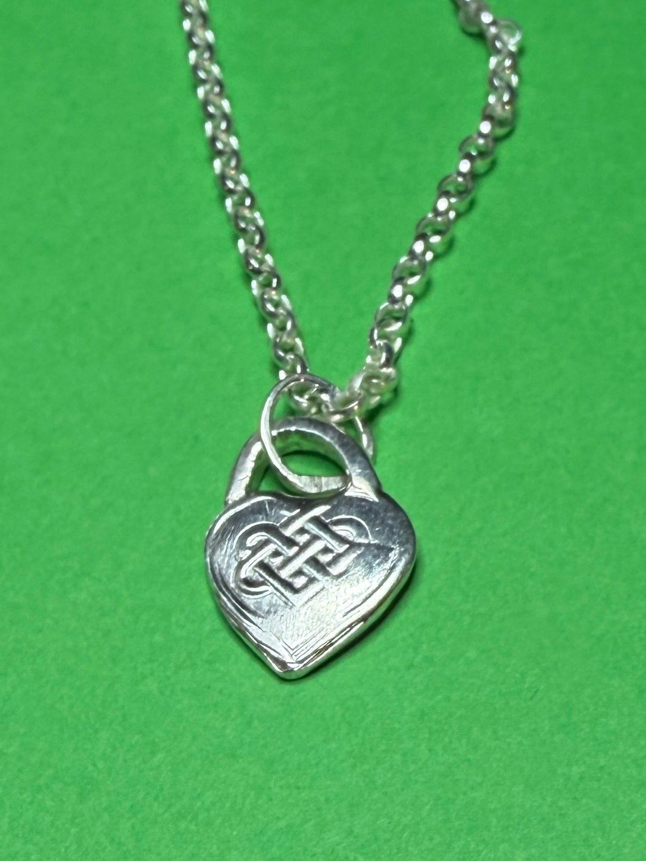 Handmade sterling silver Celtic heart small pendant