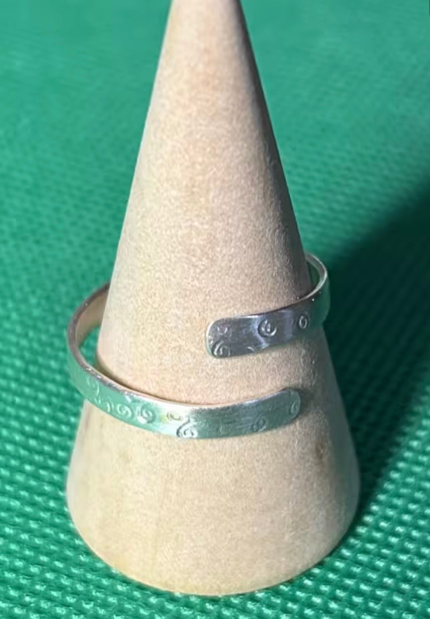 Hand made silver Celtic adjustable spiral ring.