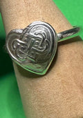Hand made silver Celtic heart ring. Size Q & 1/2