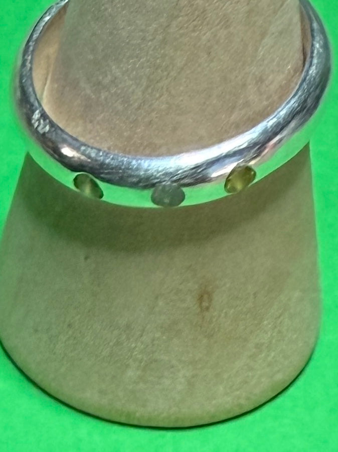 Handmade sterling silver ring with 3 CZ stones. Size N