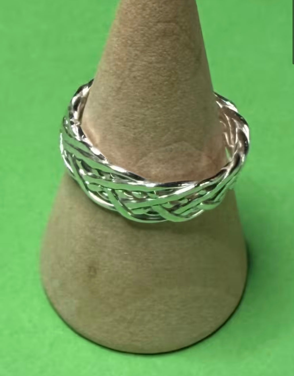 Hand made silver Celtic woven ring. Size M &1/2