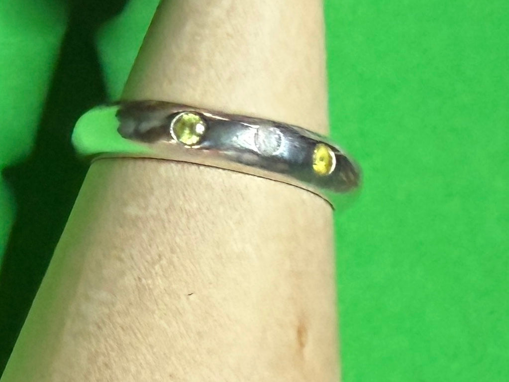 Handmade sterling silver ring with 3 CZ stones. Size N