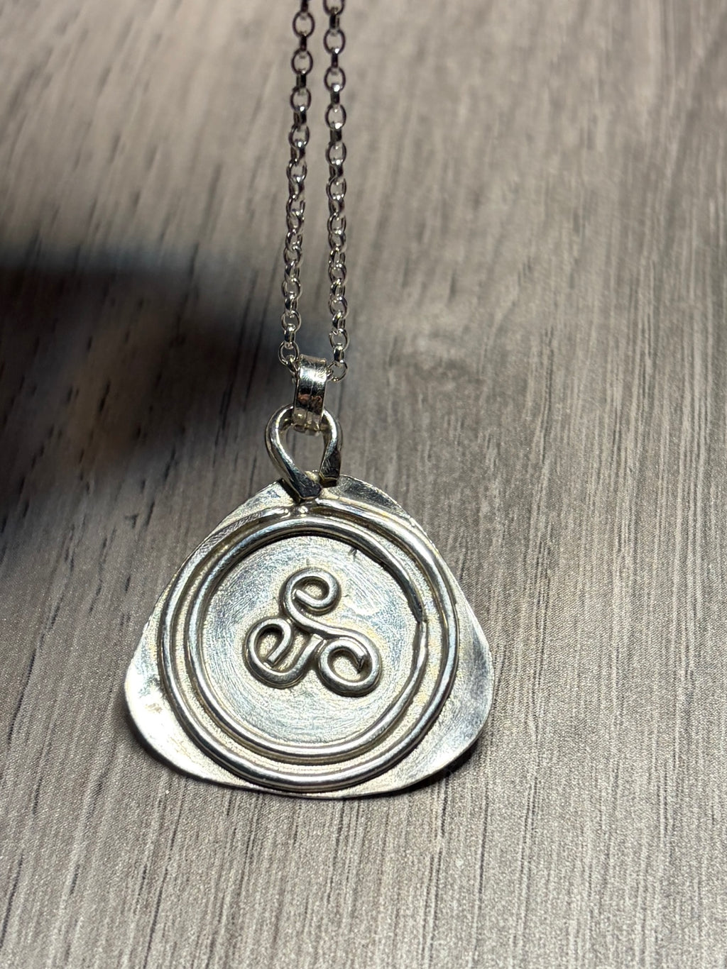 Handmade sterling silver Triskele pendant on a 20inch chain