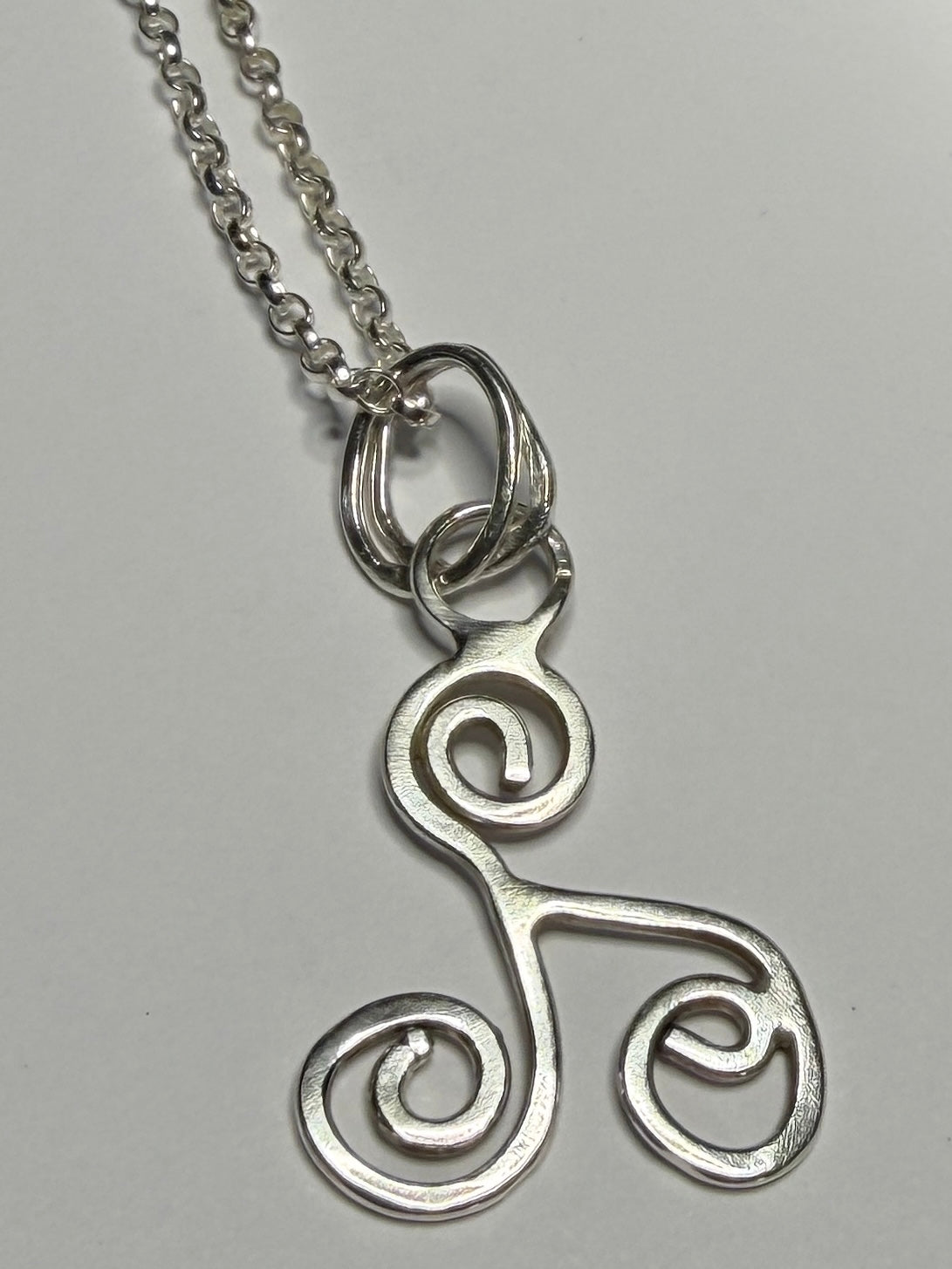 Handmade sterling silver Triskele pendant. 18inch or 20inch chain