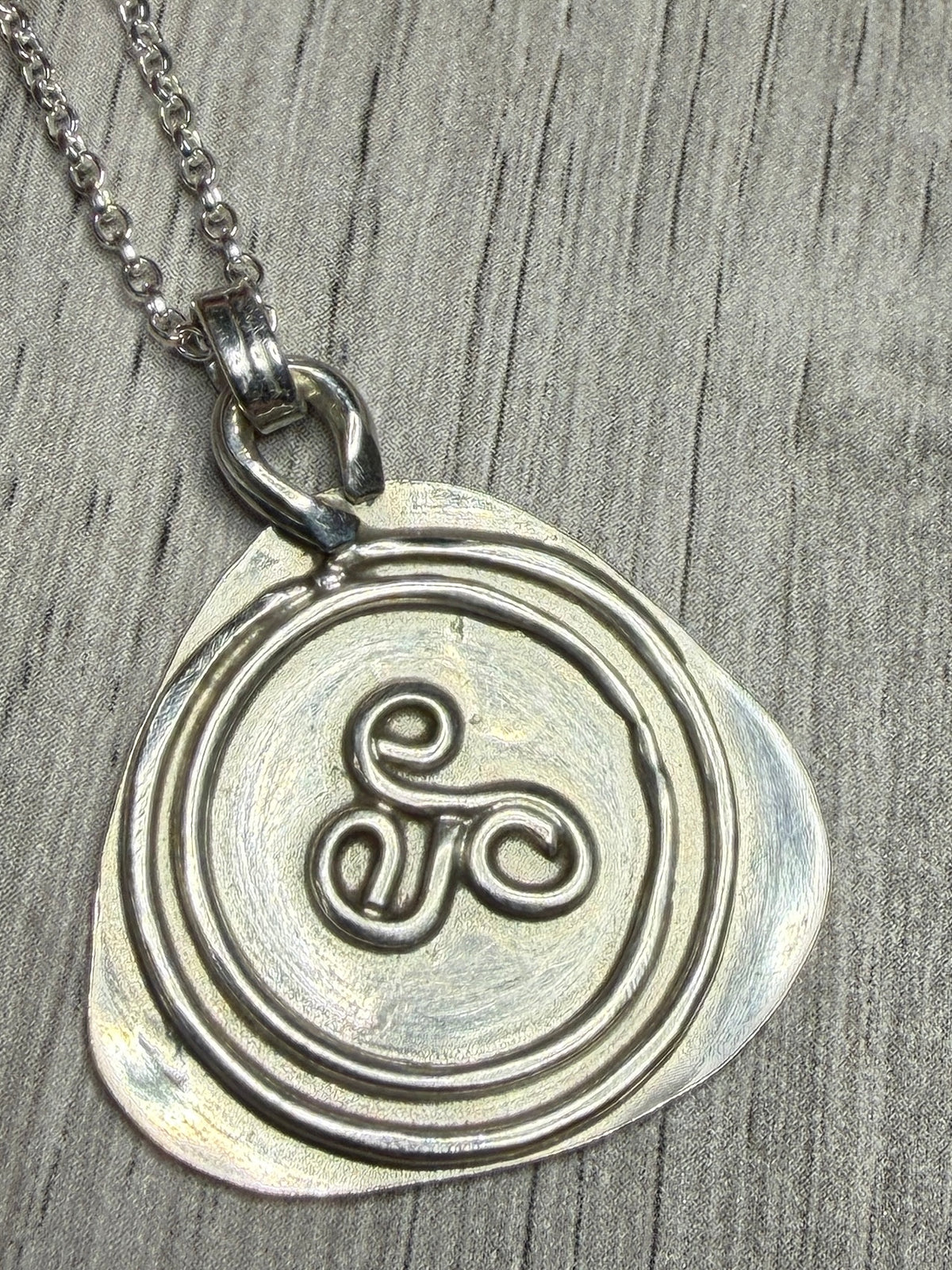 Handmade sterling silver Triskele pendant on a 20inch chain