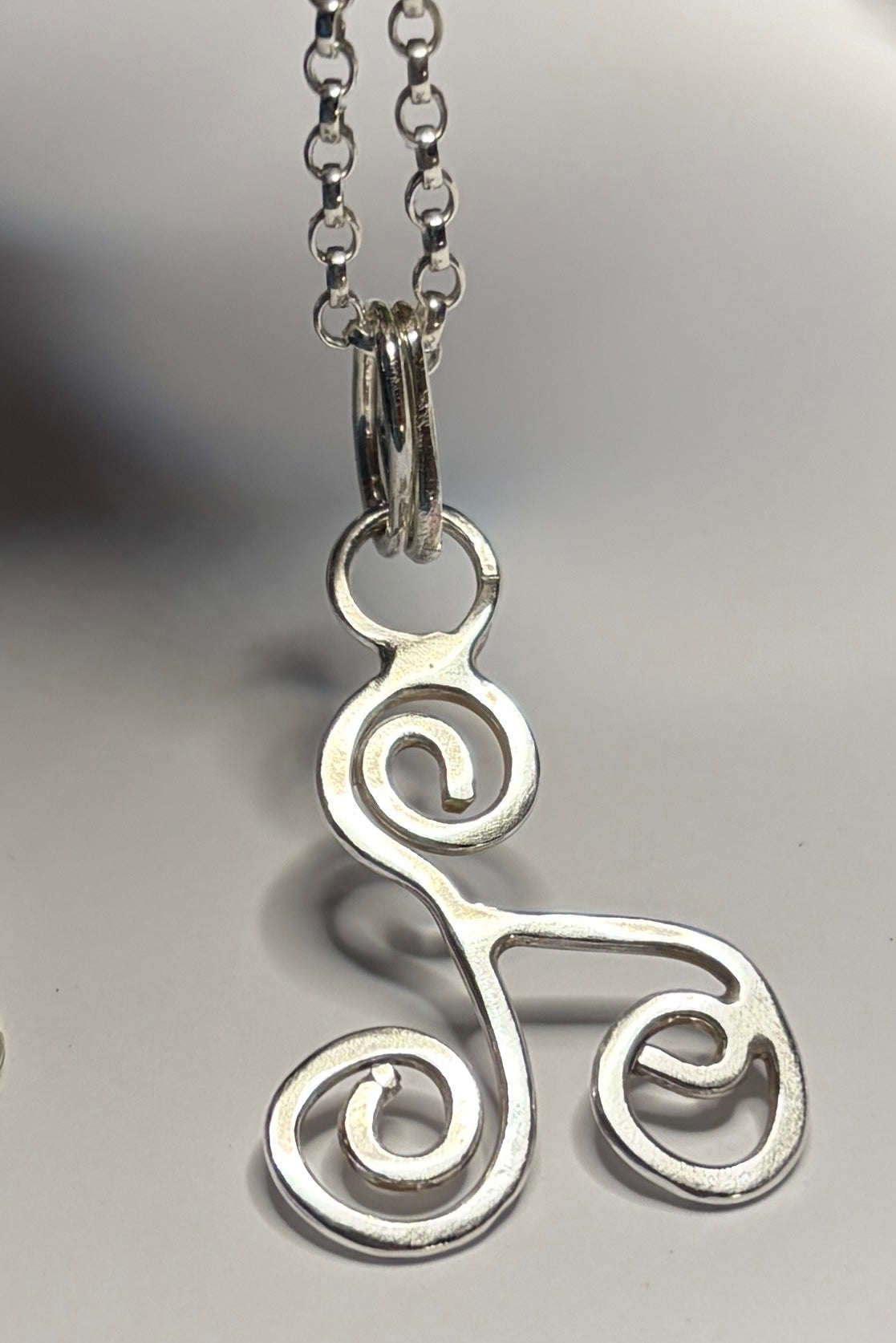 Handmade sterling silver Triskele pendant. 18inch or 20inch chain