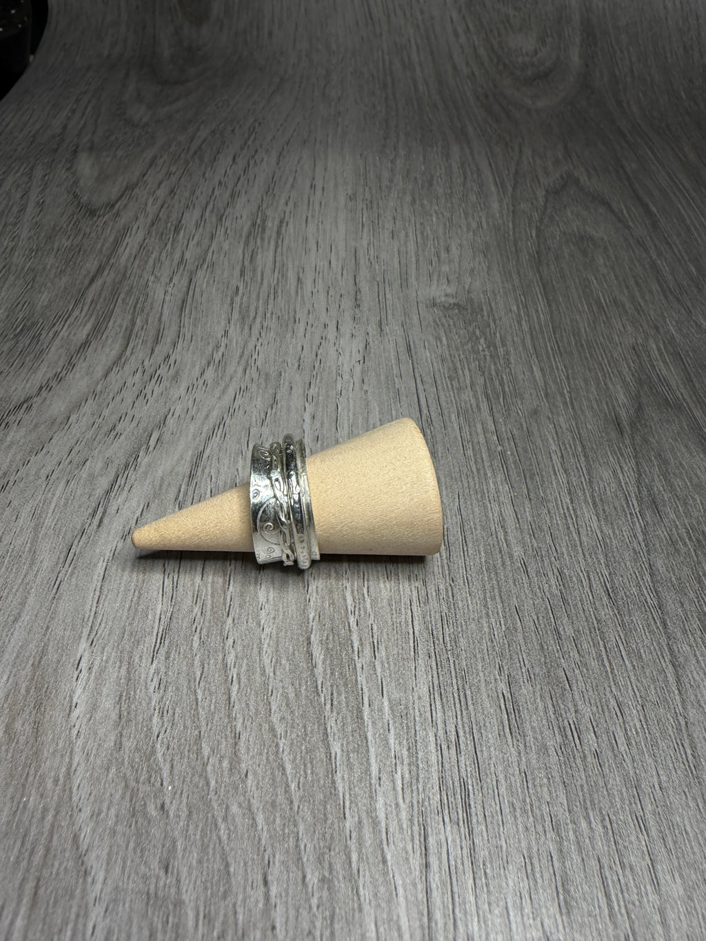 Handmade sterling silver fidget anti anxiety spinner ring.