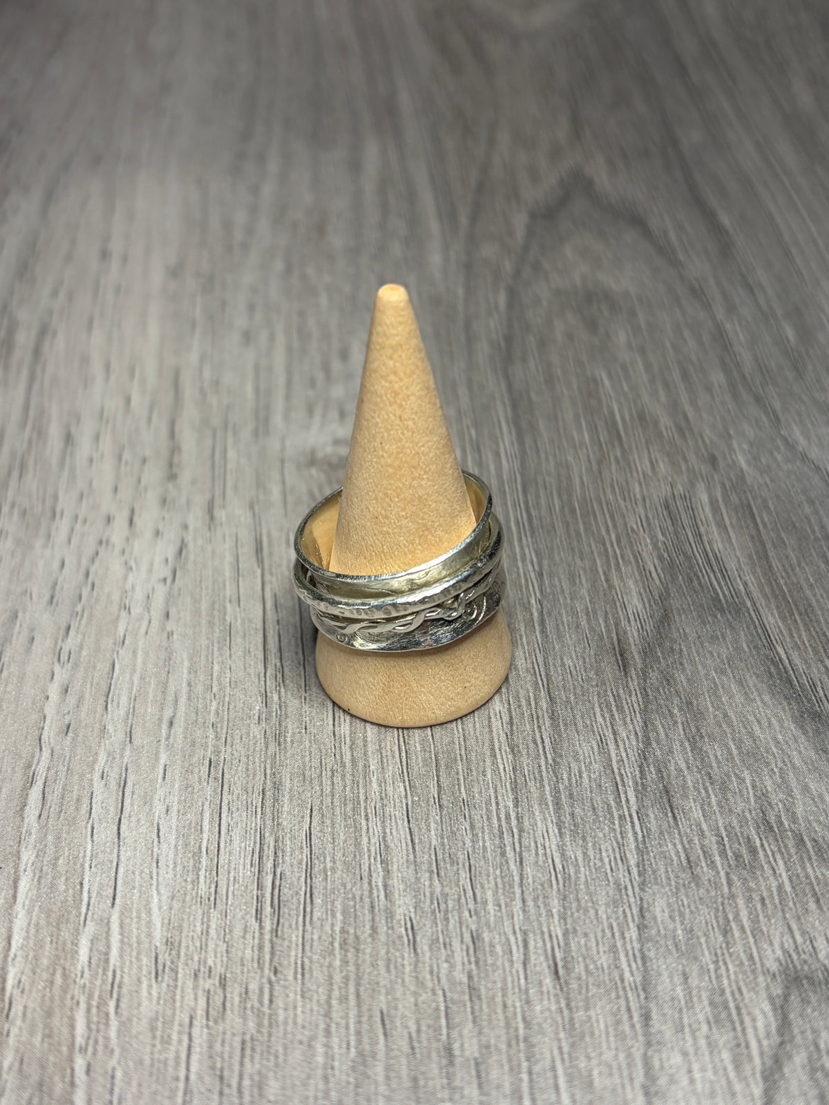 Handmade sterling silver fidget anti anxiety spinner ring.