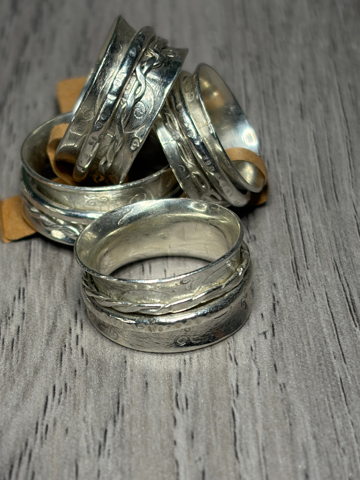 Handmade sterling silver fidget anti anxiety spinner ring.
