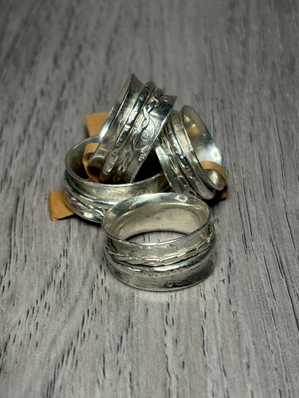 Handmade sterling silver fidget anti anxiety spinner ring.
