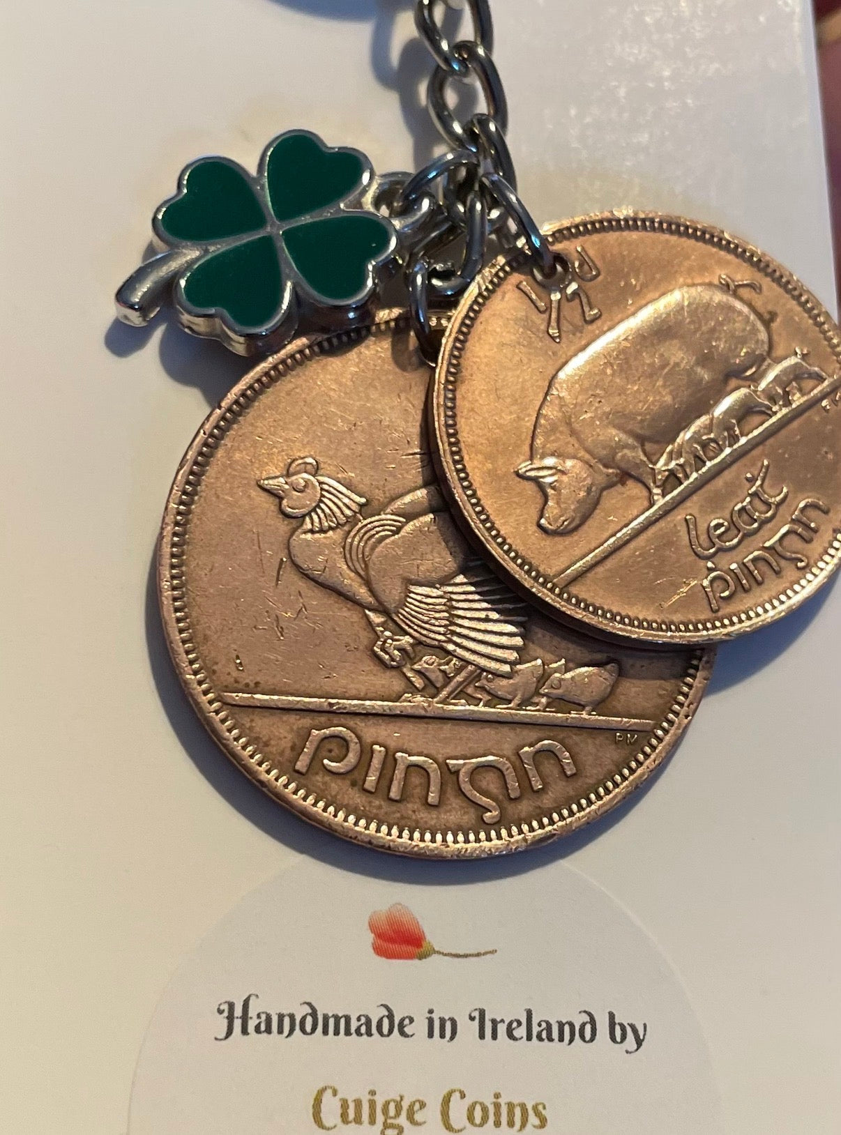 Handmade Irish coin keyrings. Made with circulated coins various types available
