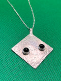 Handmade silver pendant with black onyx stone on an 18 inch necklace
