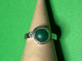 Hand made green agate stone sterling silver band ring. Size M