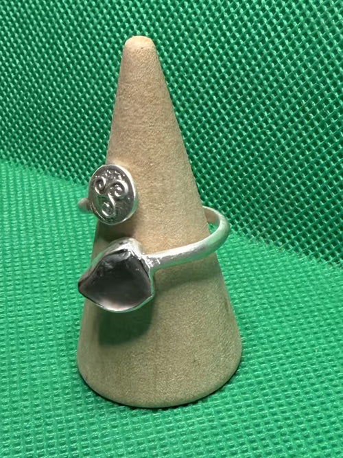 Hand made silver Celtic and pink sea glass ring. Size N adjustable up or down one size